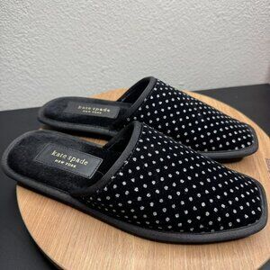 Kate‎ Spade New York Womens Black Velvet Polka Dot House Slippers Size 8B